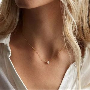 NEW Stainless Steel Gold Choker Pearl Necklace
